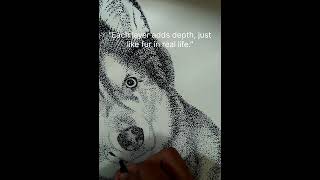 ​I Spent 20+ Hours Drawing a Husky Using Only Dots! ✍️ No Pencil, Just Pure Stippling Patience! ✨
