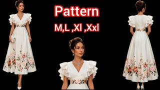 Pattern Making of an Evening Dress, in a Simple and Easy Method ✂️Perfect for Beginners