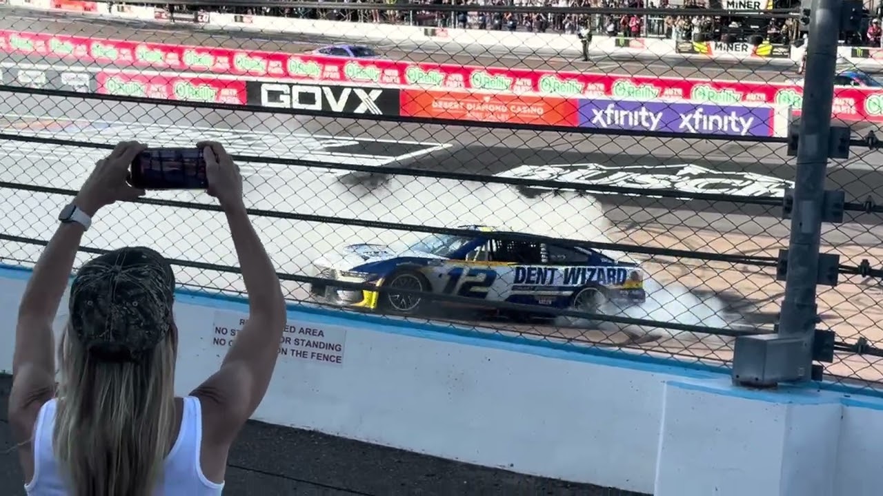 NASCAR Cup series: 2026 Straight talk 500. Ryan Blaney burnout