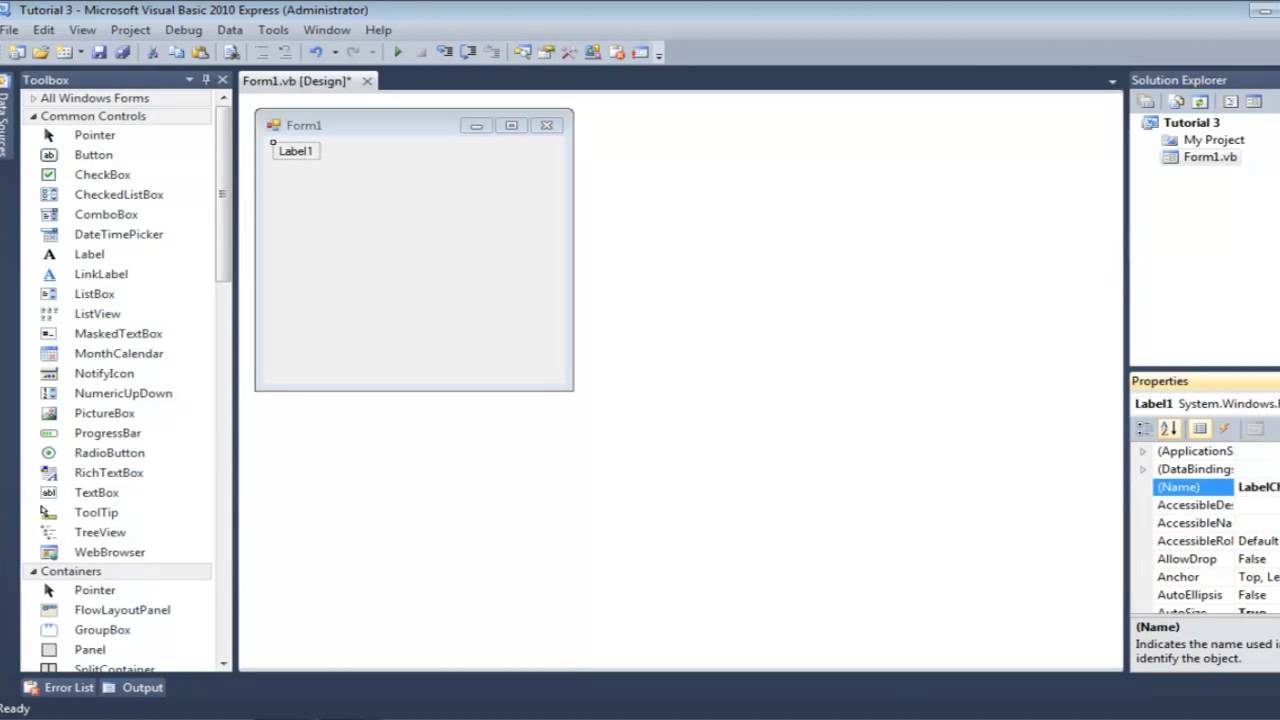 Visual Basic 2010 Tutorials Part 3 - Propeties and Events - YouTube