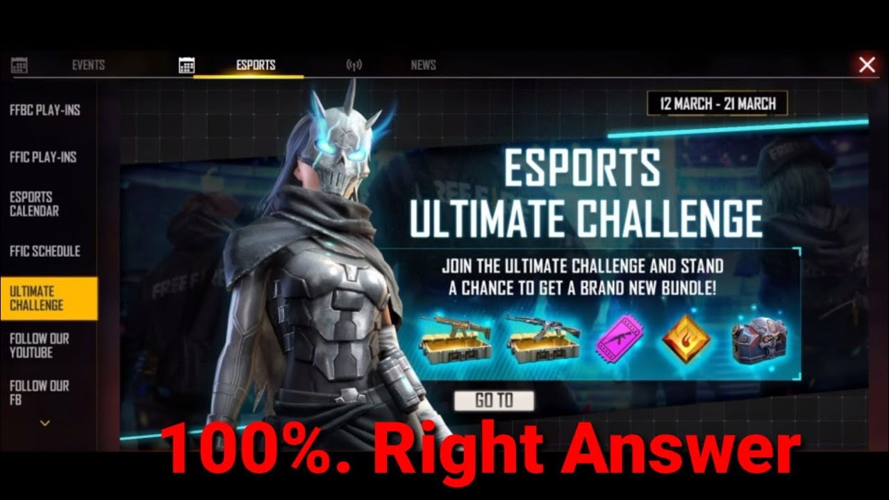 ESPORTS  ULTIMATE CHALLENGE  //  100% RIGHT ANSWER // 💯% chance to get bundle.