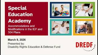 Accommodations and Modifications in the IEP and 504 Plans