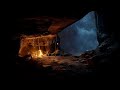 Deep Sleep in a Cozy Rainy Thunder Cave | Bonfire Sounds and for Stress Relief, Peaceful Deep Sleep