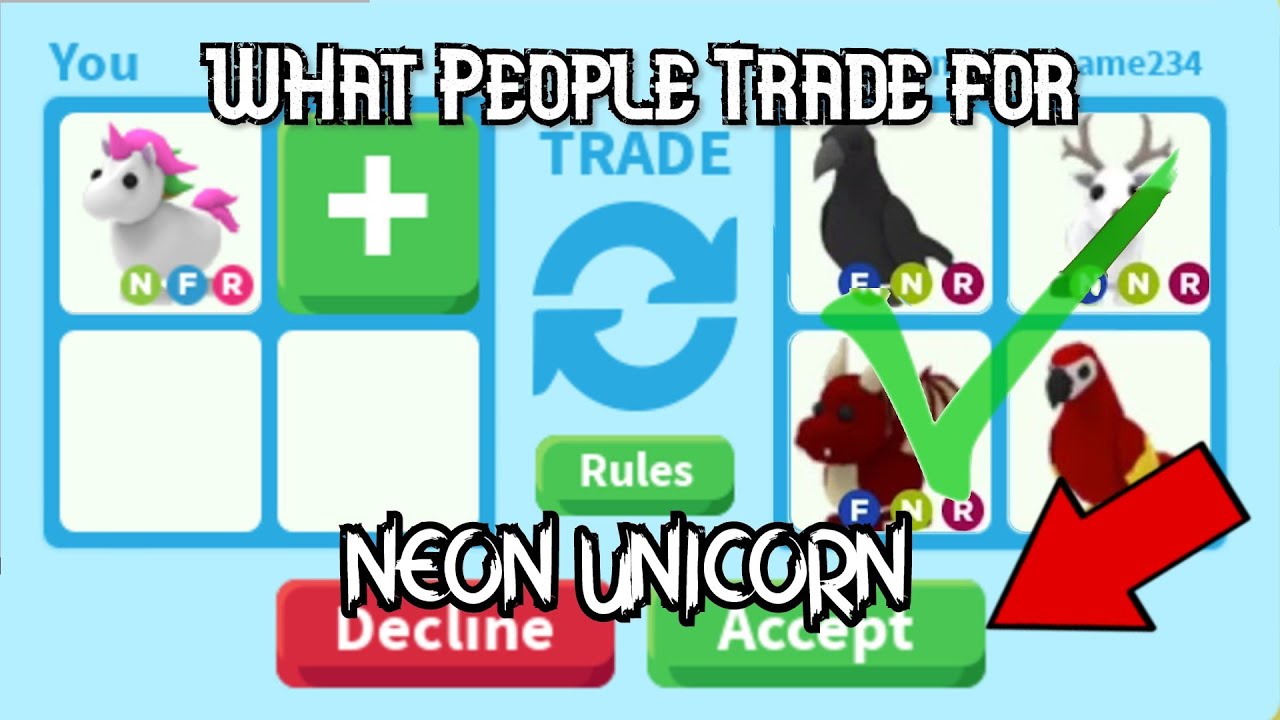 LOOKING TO TRADE THIS FOR NEON UNI!! **traderie values updated** (dog is  ride) : r/adoptmeroblox