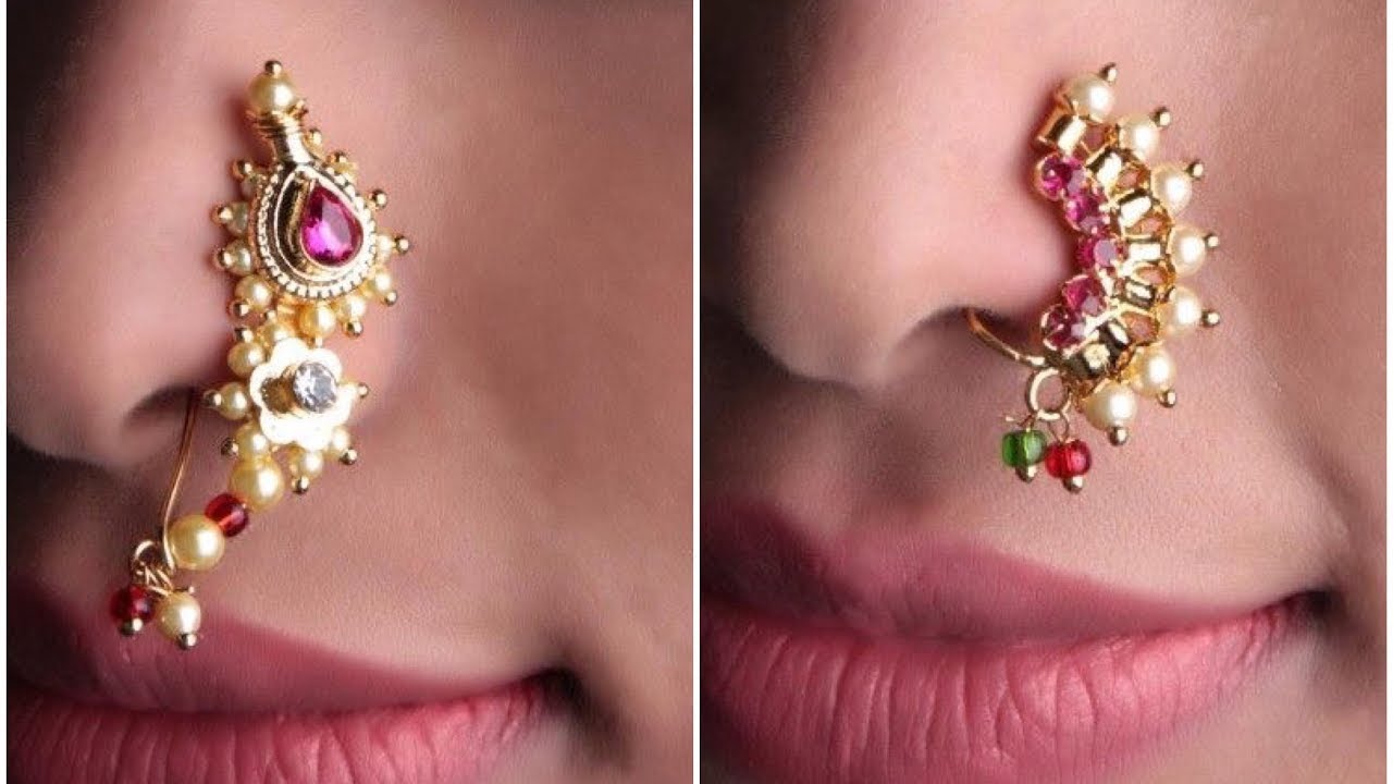 Buy Luv Fashion Maharashtrian jewellery traditional nath nose ring Without  Piercing Marathi Nose Pin For Women And Girls NSP151FSGR at Amazon.in