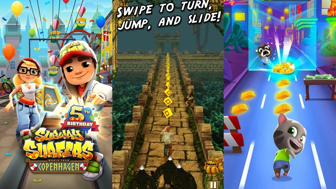 Best Games for Kids HD Subway Surfers vs Temple Run vs Talking Tom Gold Run ipad Gameplay
