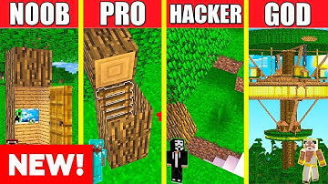 INSIDE TREE BASE HOUSE BUILD CHALLENGE - Minecraft Battle: NOOB vs PRO vs HACKER vs GOD / Animation