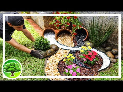 Criativo canteiro de flores e pedras para decorar seu jardim / Ideias para jardim