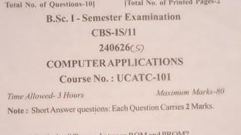 b.sc 1st semester computer Application previous years question paper||Jammu University.