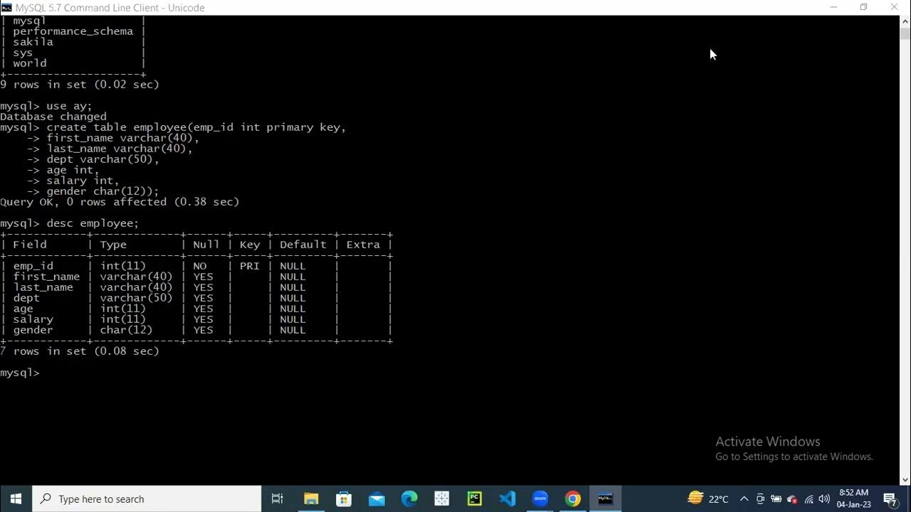 Easy steps to create tables and enter data in mysql command line client ...