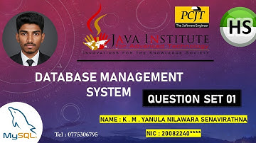 (DBMS) | Question Set - 01 |  1st Year | Java Institute for Advanced Technology