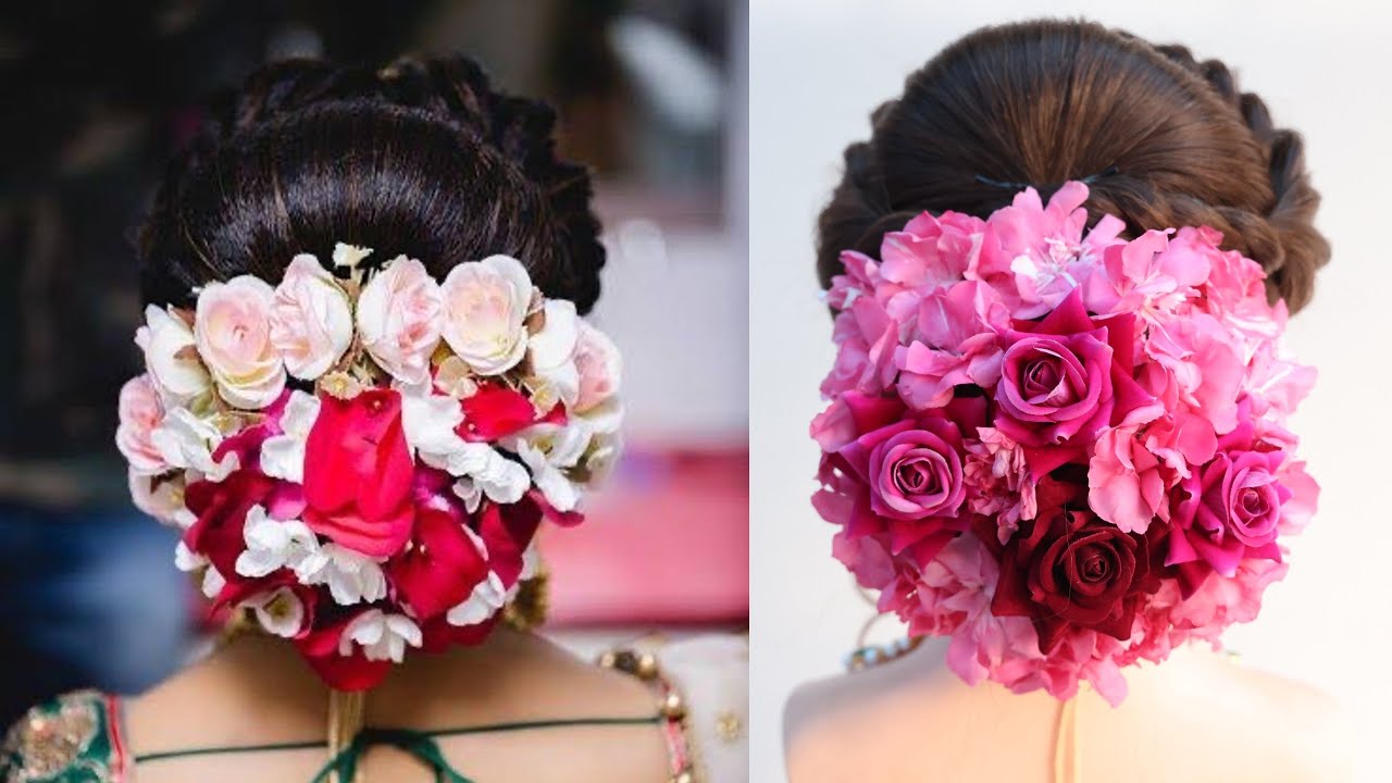 NAVMAV Artificial Rose Flower Juda Bun Handmade Hairpiece Floral Bun  Decoration Wedding Bridal Traditional Hairstyle Hair
