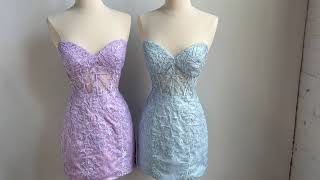 Lady Black Tie | Reva Mini Dress - Light Blue & Lilac