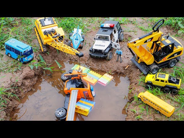 Police Car, Construction Vehicles Crane, Excavator Rescue Cars Truck Toys for Children Cars and Toys