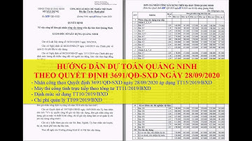 Hướng dẫn dự toán Quảng Ninh 2020 nhân công theo Quyết định 3691/QĐ-SXD ngày 28/09/2020