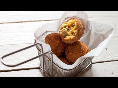 Croquetas de arroz con pollo al curry