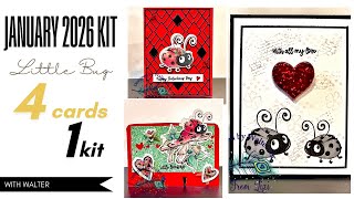 4 Cards 1 Kit January 2026 Little Bug Card Kit with Walter Love from Lizi