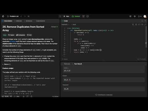 Leetcode 26 - Remove Duplicates from Sorted Array - Python