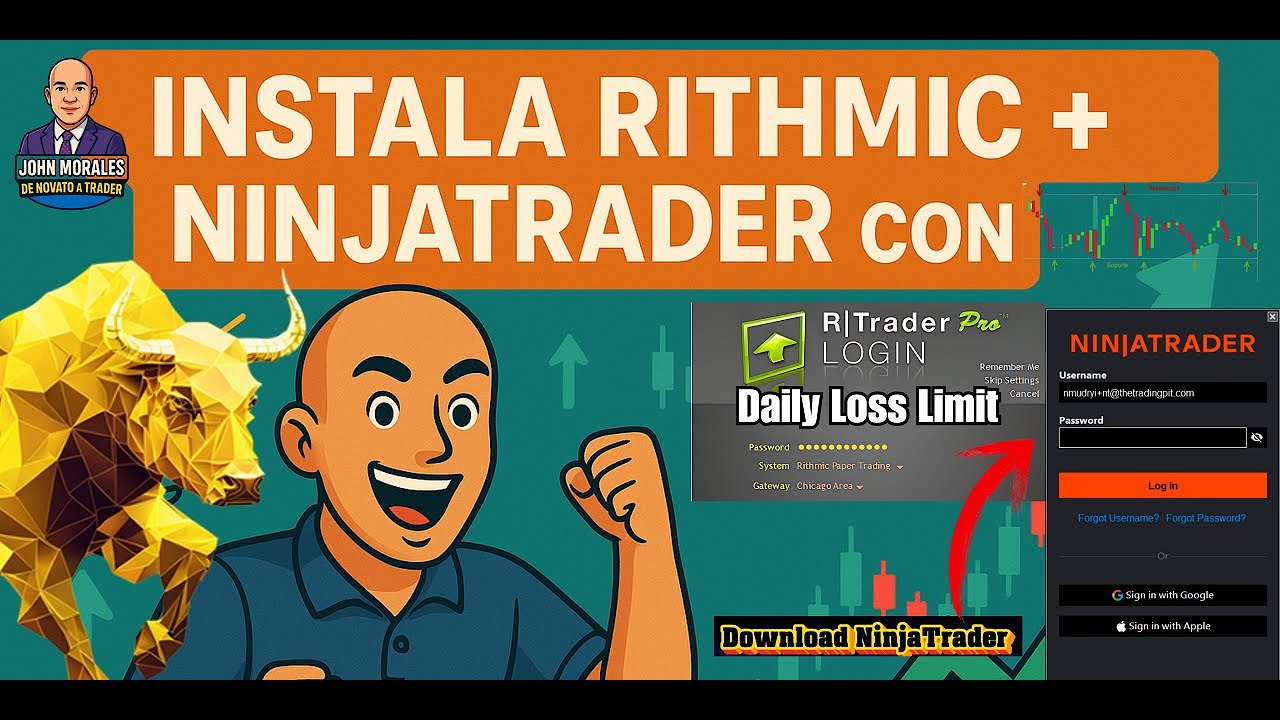 Como CONECTAR y DESCARGAR Rithmic a NinjaTrader fácilmente!  Con Apex Trader Funding.