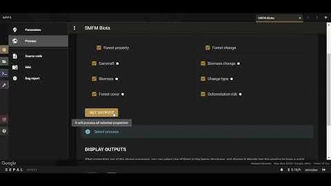 SEPAL SMFM BIOTA tool - Processing data