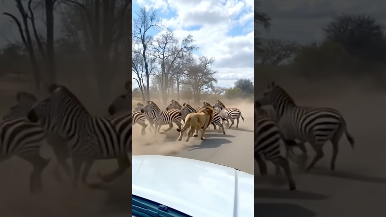 Zebra Herd Makes Daring Escape From Lion Attack 