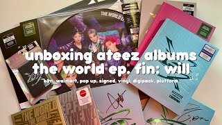 unboxing more ateez the world ep. fin: will albums ❄ b&n, walmart, pop-up, vinyls, signed and more!