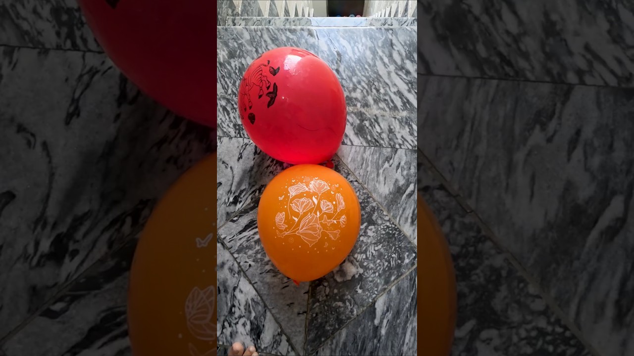 POV: Red Zebra Balloon 🦓 VS Orange Floral Balloon 🌸 | ASMR Water Balloon Drop Test 💦 | Satisfying 4K