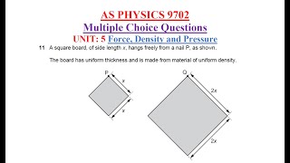 CAIE AS PHYSICS 9702 Force, Density and Pressure [MCQs] #Part 4