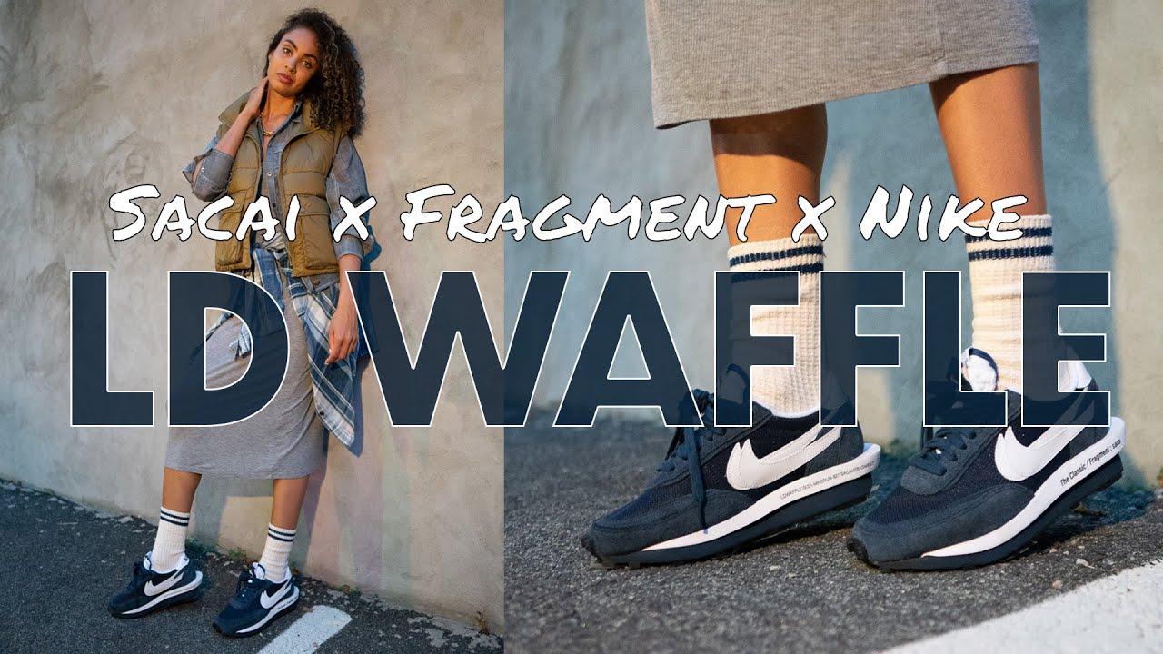 SACAI x FRAGMENT x Nike LD WAFFLE Blackened Blue On Foot Review, How to