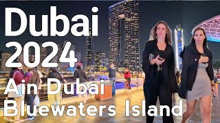 Dubai [4K] Amazing Ain Dubai, Bluewaters Island Night Walking Tour 🇦🇪
