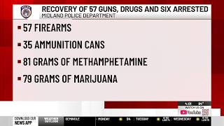 Midland police recover 57 guns, drugs after burglary investigation leads to 6 arrests