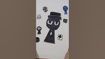 🌸PAPER DIY🌸Sprunki Mr.Black Sticker ||ASMR|| Home Made Stickers #drawing #asmr #sticker #art #diy