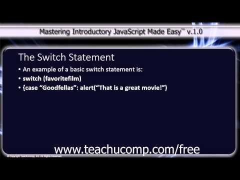 JavaScript Training Tutorial The Switch Statement