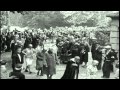 French female Nazi collaborators with shaved heads marched on the streets in subu...HD Stock Footage