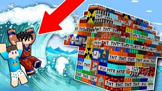 CASA DE TNTS CONTRA TSUNAMI NO MINECRAFT! (SOBREVIVEMOS?)