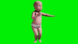 baby dancing in green screen in video