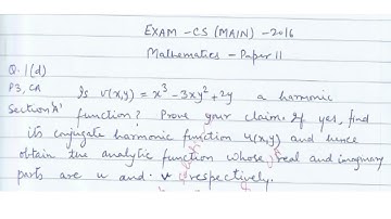 UPSC CS MAIN Mathematics Paper II optional  2016 Solution Q No. 1d