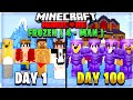 We Survived 100 Days on a Frozen Ocean Minecraft - ( Squads )