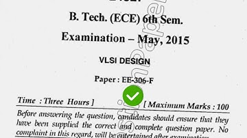 2015 Mdu BTech ECE 6th Sem VLSI Design Question Paper