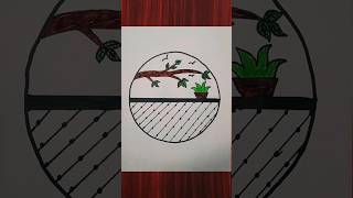 circle scenery drawing/ easy drawing #shorts #youtubeshorts #easydrawing #drawing #art #circle