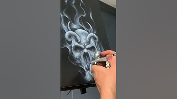 Airbrush Demon Skull Timelapse #shorts