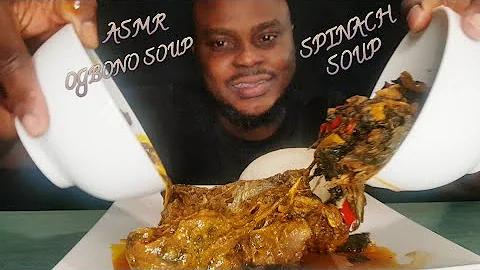 ASMR | OGBONO SOUP/SPINACH WITH POUNDED YAM (EATING SHOW/NO TALKING) EATING SOUNDS | FOOD MUKBANG