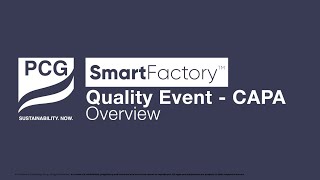PCG SmartFactory Quality CAPA Overview
