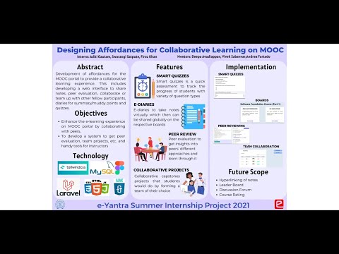 eYSIP 2021:  Designing Affordances for Collaborative Learning on MOOC Portal