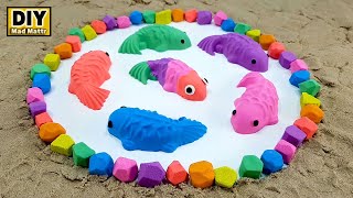 DIY - Koi pond fishing From Kinetic Sand, Mad Mattr, Slime (Satisfying Videos)