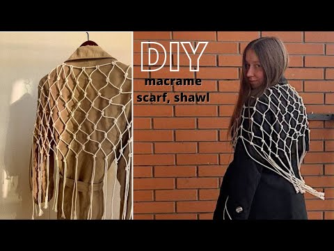 Módní šátek macrame, šátek macrame na trenčkot