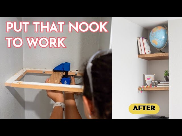 EASY DIY Floating Kitchen Shelves using plywood - Anika's DIY Life