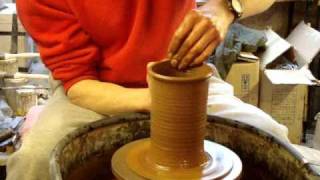 Throwing Making A Terracotta Wall Plant Pot On The Wheel