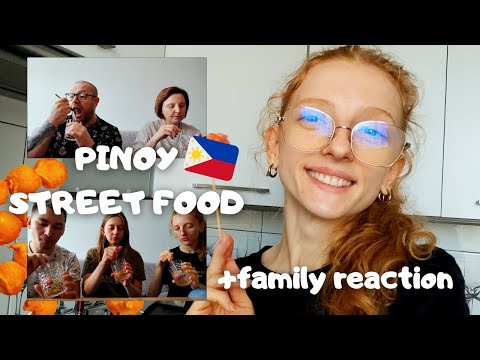 FAMILY eating FILIPINO KWEK-KWEK and NILAGANG MANI for the FIRST TIME! 🇵🇭