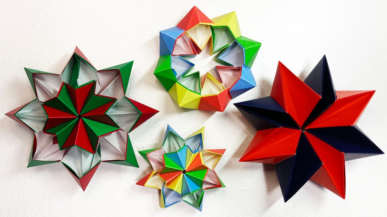 遊べるおりがみ】ハートをつなげて作る8枚組の万華鏡（作り直し